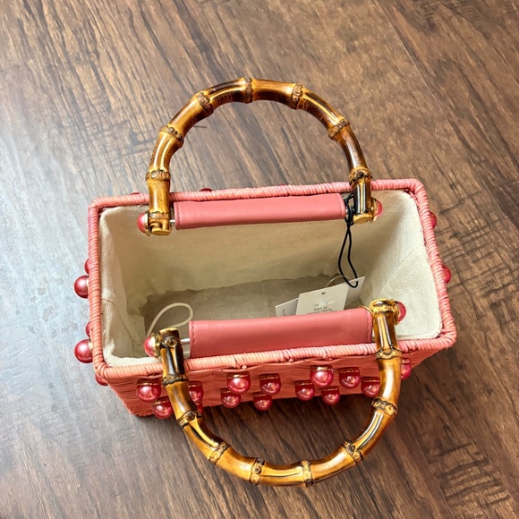 NWT BTB Los Angeles Chloe Pearly Rattan Box Top-Handle Bag - Picture 3 of 8